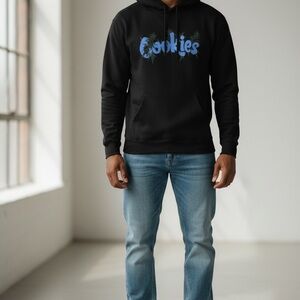 Black Hoodie with Blue Cookies 420 Graphic